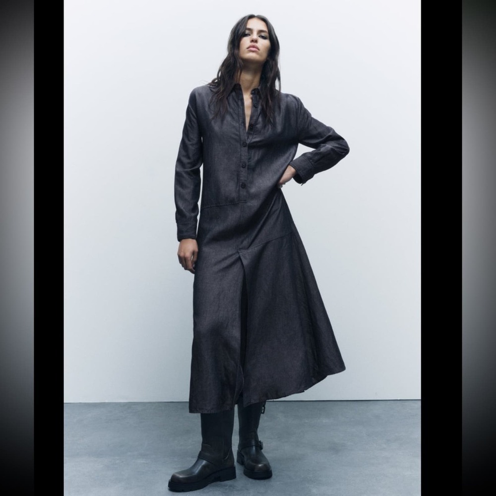 ZARA LINEN BLEND SHIRT DRESS ZW COLLECTION - SIZE XS and S - BRAND NEW WITH TAG - Picture 1 of 13